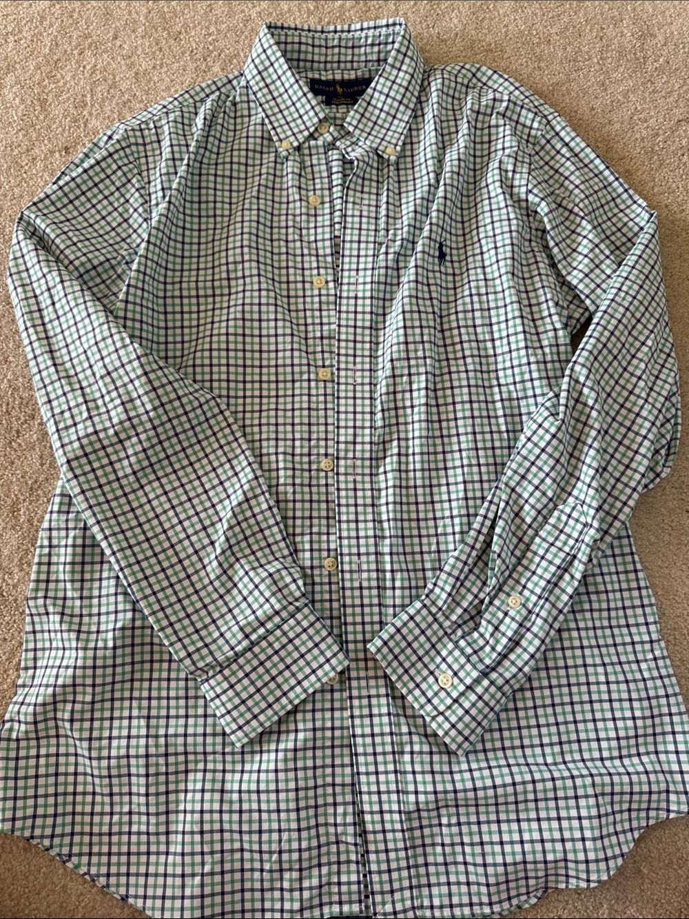 Ralph Lauren Green and Blue Plaid Button-Down Shirt